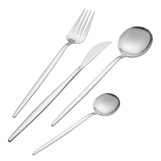 Meraki 24 Flatware Set Silverware Stainless Steel Flatware Utensils Cutlery Set Including Steak Knife Fork and Spoon