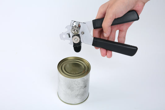 Can Opener, Manual Can Opener Heavy Duty Stainless Steel Smooth Edge Bottle Openers with Ergonomic Handles, Multifunctional Kitchen Tool (Black)