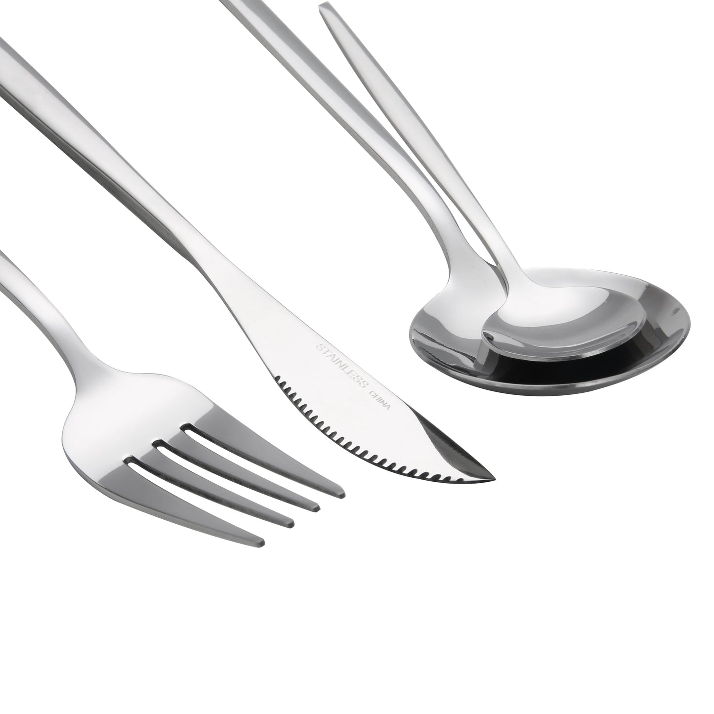 Meraki 24 Flatware Set Silverware Stainless Steel Flatware Utensils Cutlery Set Including Steak Knife Fork and Spoon