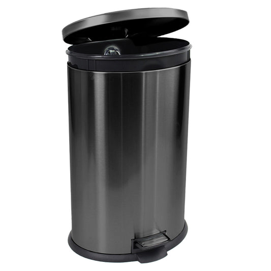 Trash Can with Lid - Assembled in USA 40 Liter/10.5 Gallon Stainless Steel Trash Can with Odor Protection Kitchen Garbage cans with Soft-Close Foot Pedal(Black)