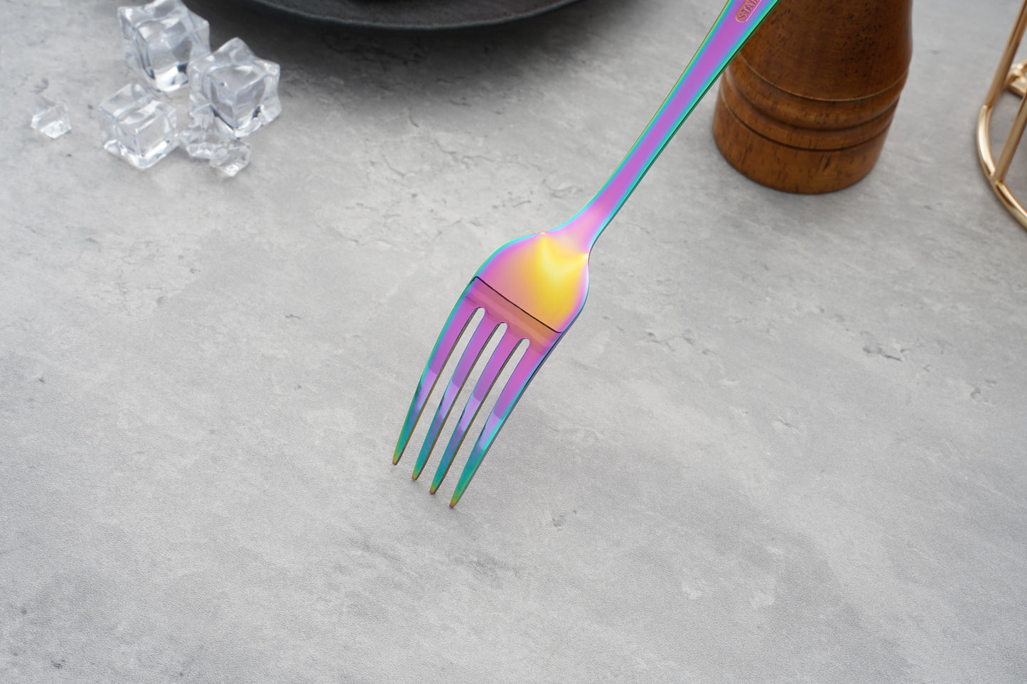 Rainbow Silverware Sets with Steak Knife - 24 PC Stainless Steel Silverware Sets Service for 4 Dishwasher Safe, Mirror Polished Flatware Set