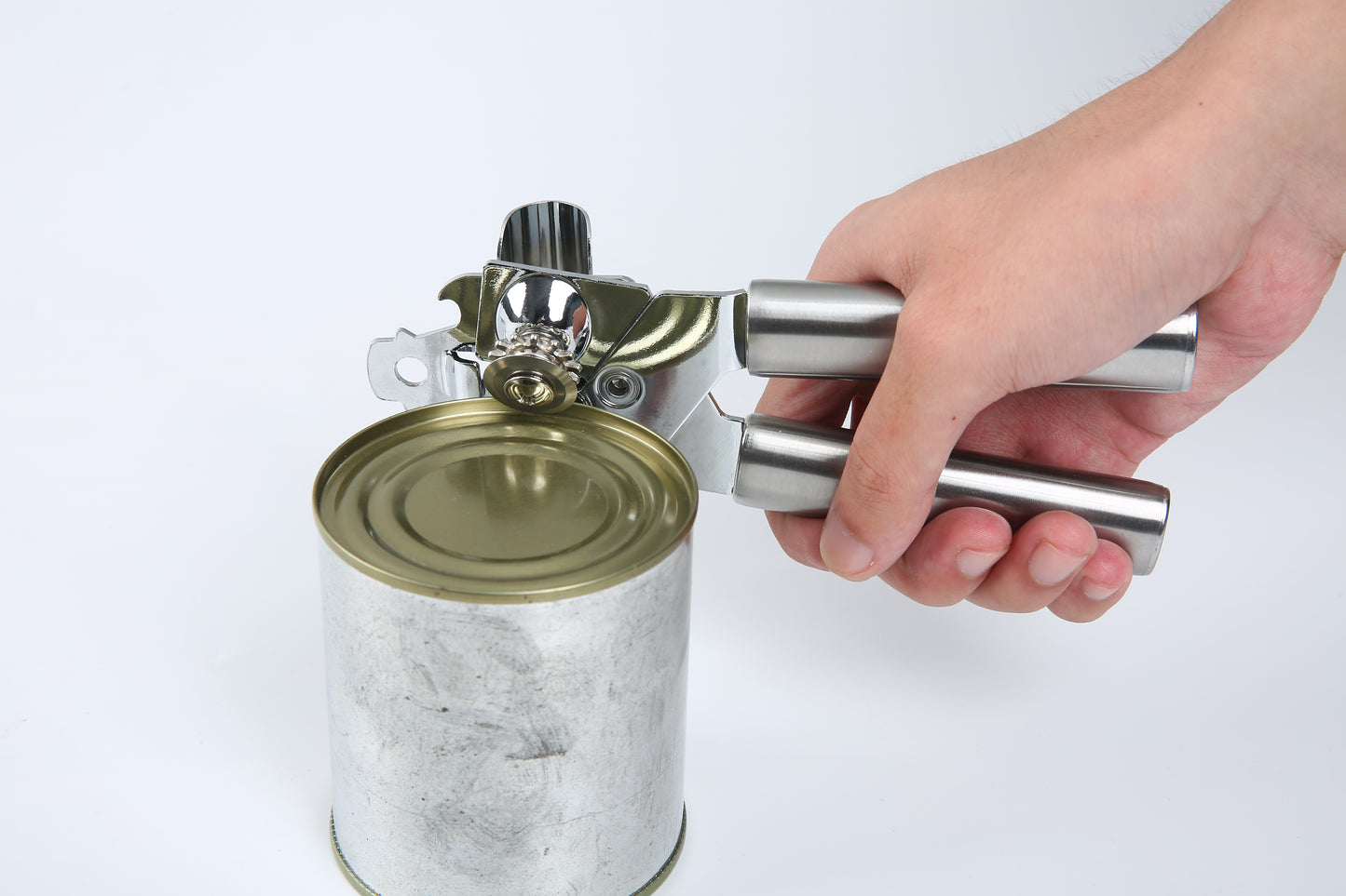 Can Opener, Manual Can Opener Heavy Duty Stainless Steel Smooth Edge Bottle Openers with Ergonomic Handles, Multifunctional Kitchen Tool (Silver)